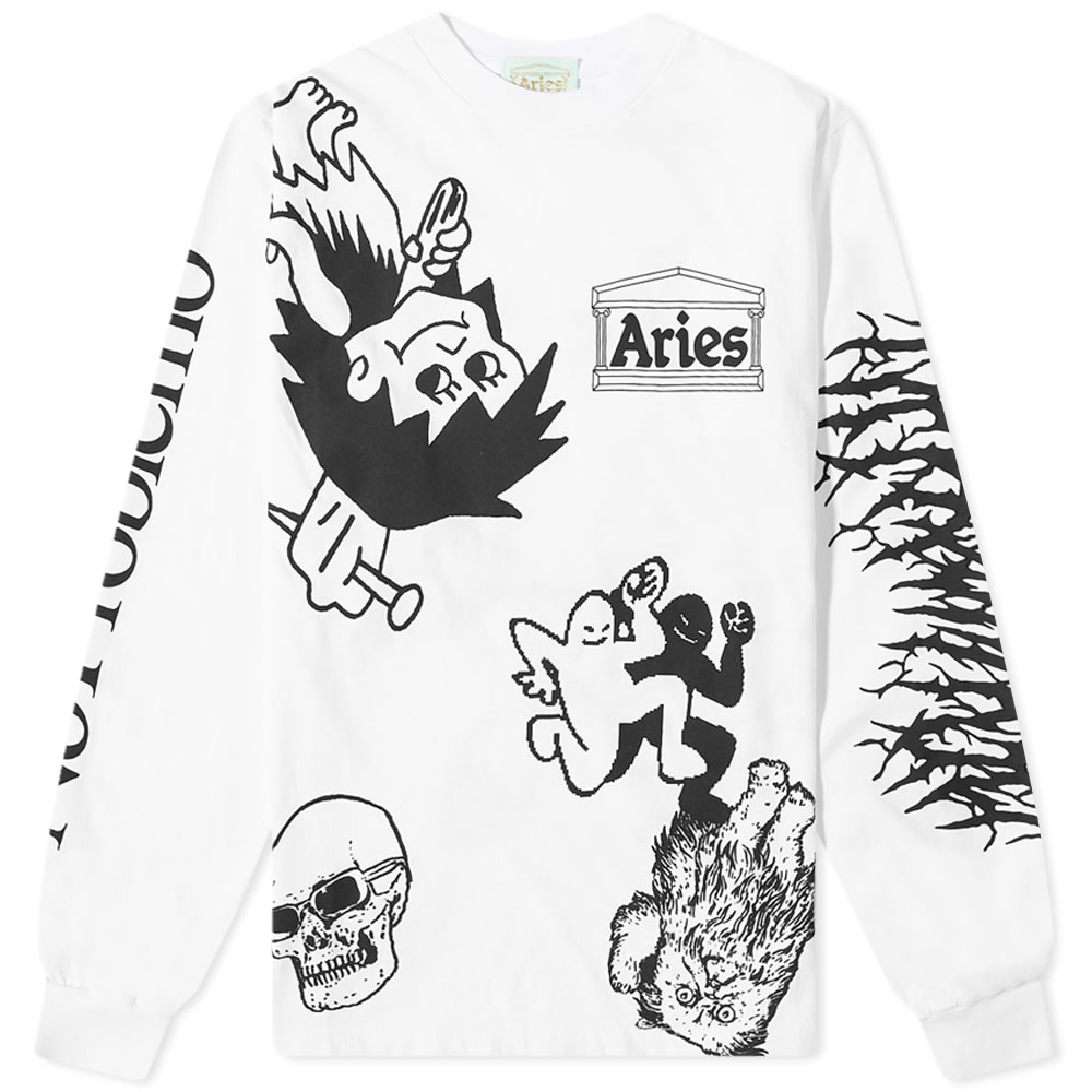 Tričko Aries Aries Long Sleeve Graphic T-Shirt Biela | FTAR60024-WHT, 0