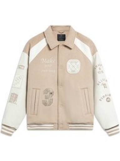 Bunda Li-Ning D. WADE Hall of Fame Varsity Jacket Béžová | AJPT005-3