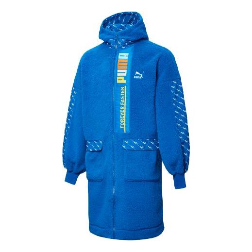Kabáty Puma Long Fleece Jacket Modrá | 532171-39
