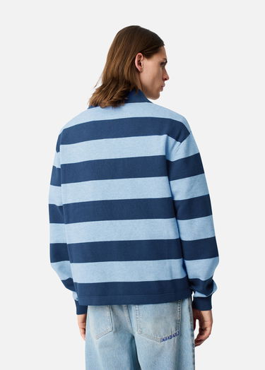 Sveter AXEL ARIGATO Frey Striped Long-Sleeve Polo Sweater Modrá | A3315001, 4