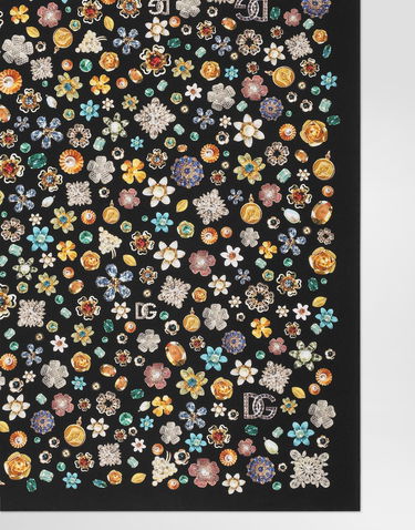 Šál Dolce & Gabbana Dolce & Gabbana 70x70 Silk Twill Floral Brooch Scarf Čierna | FN092RGDDAXHN5SA, 3