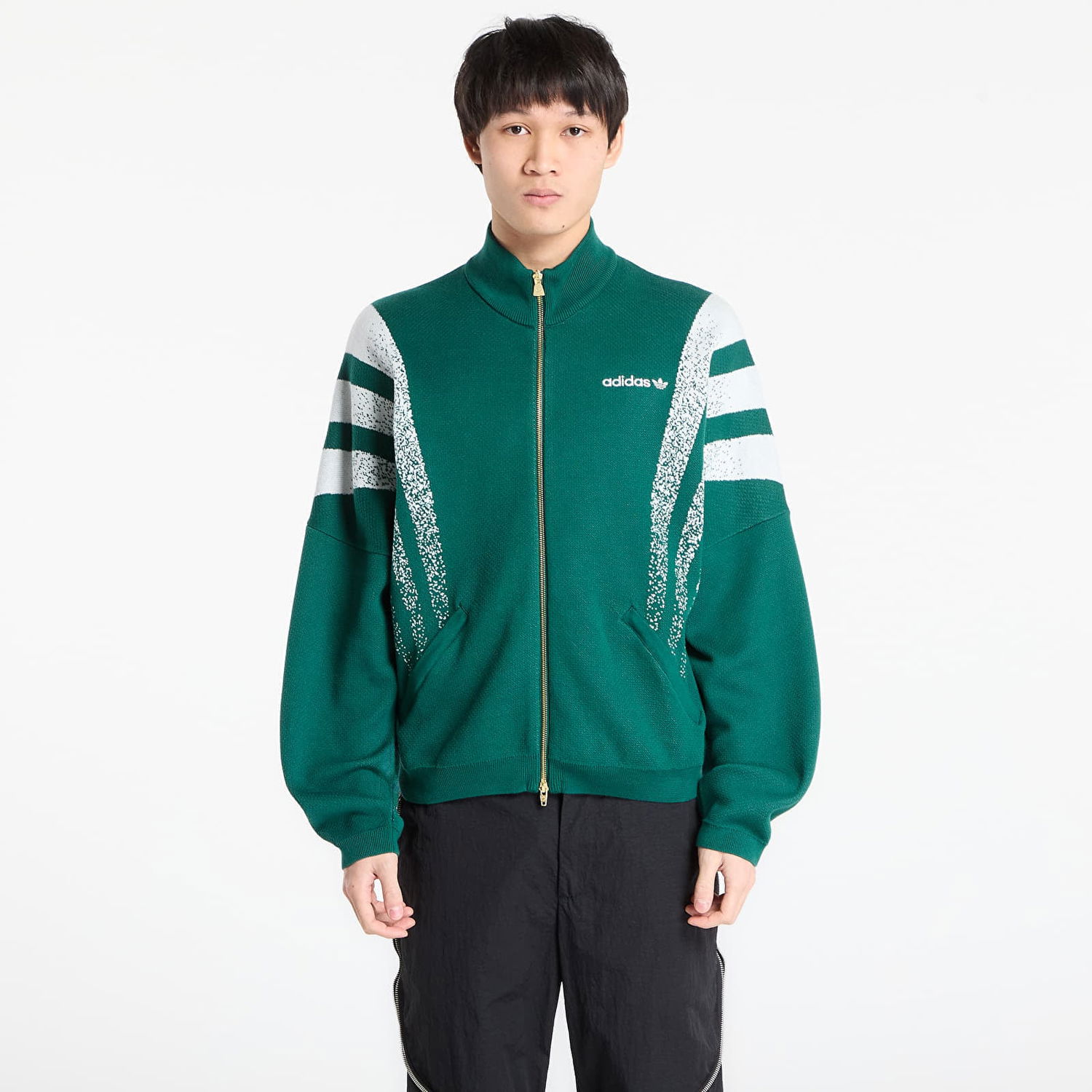 Bunda adidas Originals Santiago Full-Zip Knit Jacket with Speckled Stripes Zelené | KE4603, 0