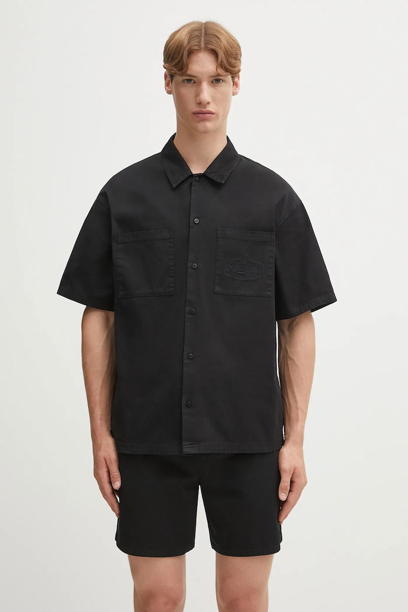 Košeľa Represent Clo Relaxed Short Sleeve Cotton Overshirt with Classic Collar Čierna | MLM21482.02