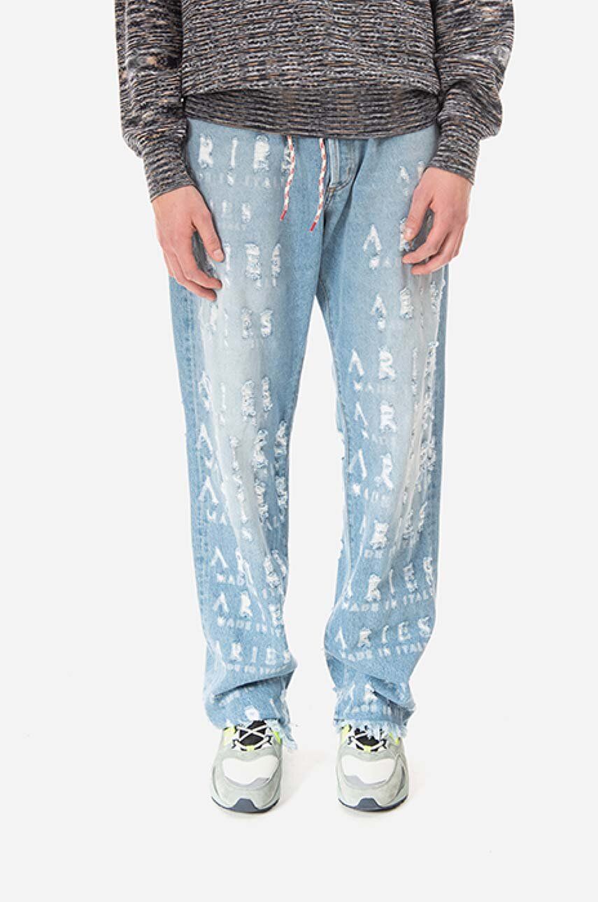 Džínsy Aries Aries Destroyed Batten Jeans Modrá | AR31300, 0