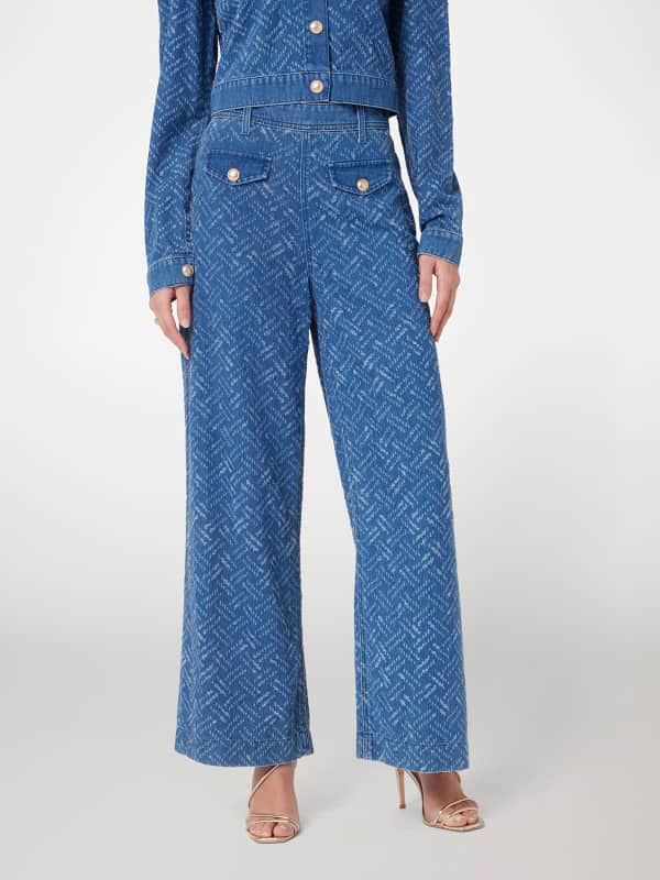 Džínsy GUESS Guess Dakota Wide Leg Denim Pants Modrá | W5RA1TD5LE1