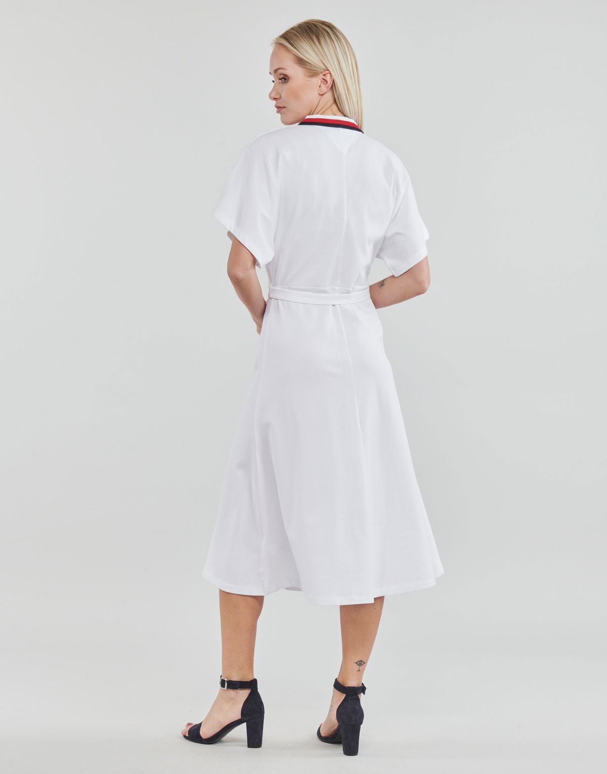 FLARE MIDI POLO DRESS