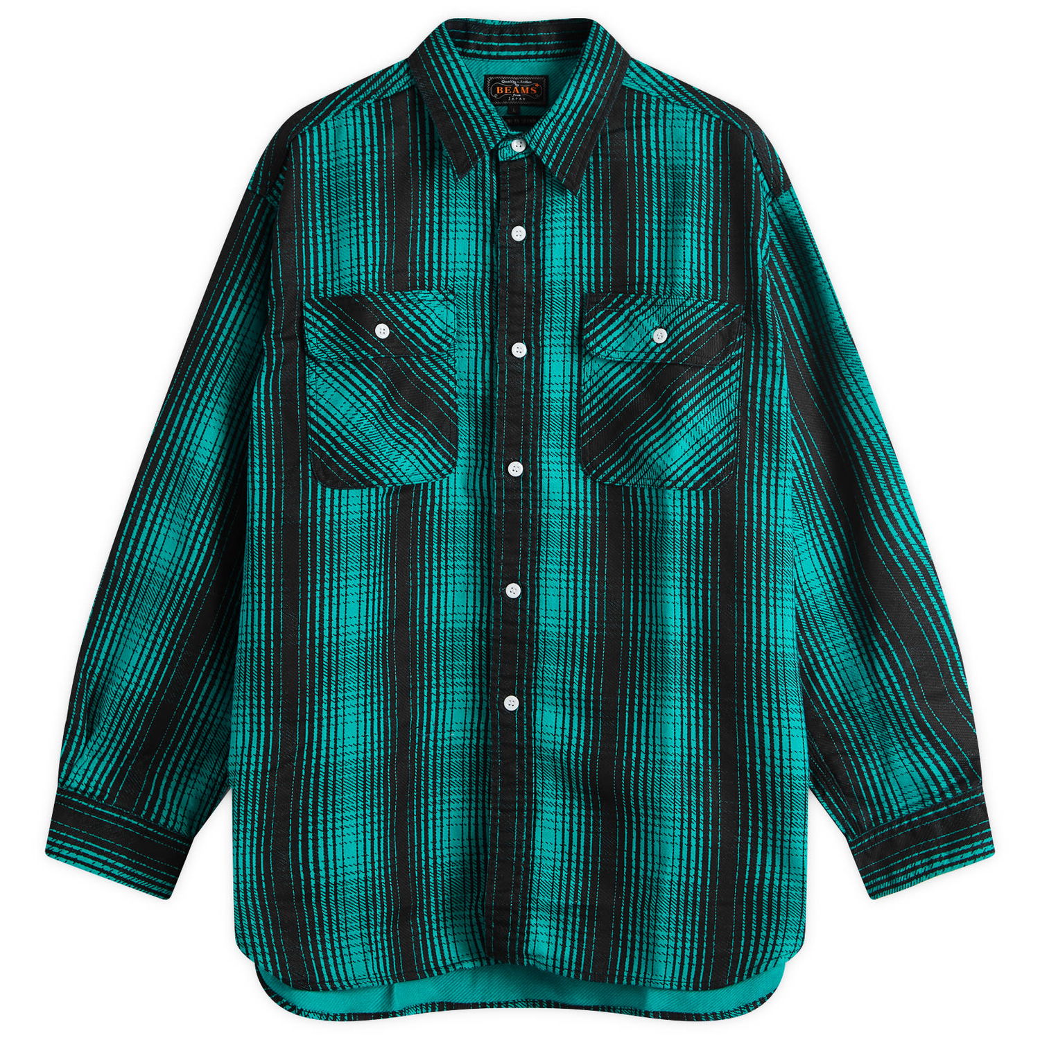 Košeľa BEAMS Plus Flannel Work Shirt, Size Large Zelené | 3811-0889-139-65, 1