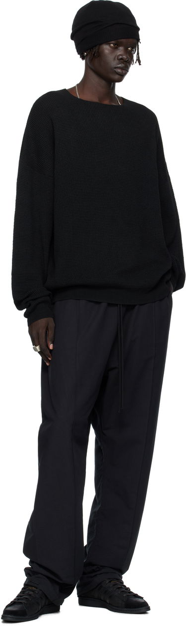 Sveter Fear of God Fear of God ESSENTIALS Waffle Knit Long Sleeve Crewneck Sweatshirt Čierna | 192SP256160F, 3