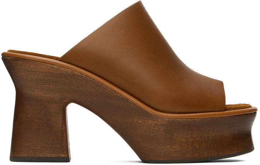 Starostlivosť o obuv FERRAGAMO Ferragamo Samanta Platform Heeled Mules Hnedá | 01E077 758254, 0