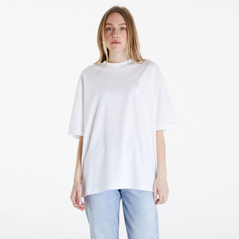 Tričko CALVIN KLEIN Jeans Warp Logo Boyfriend T-Shirt White Biela | J20J223166 YAF