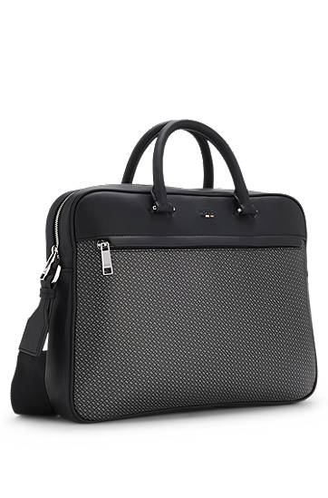 Kabelka BOSS Document case with monogram print Šedá | 50558203, 1