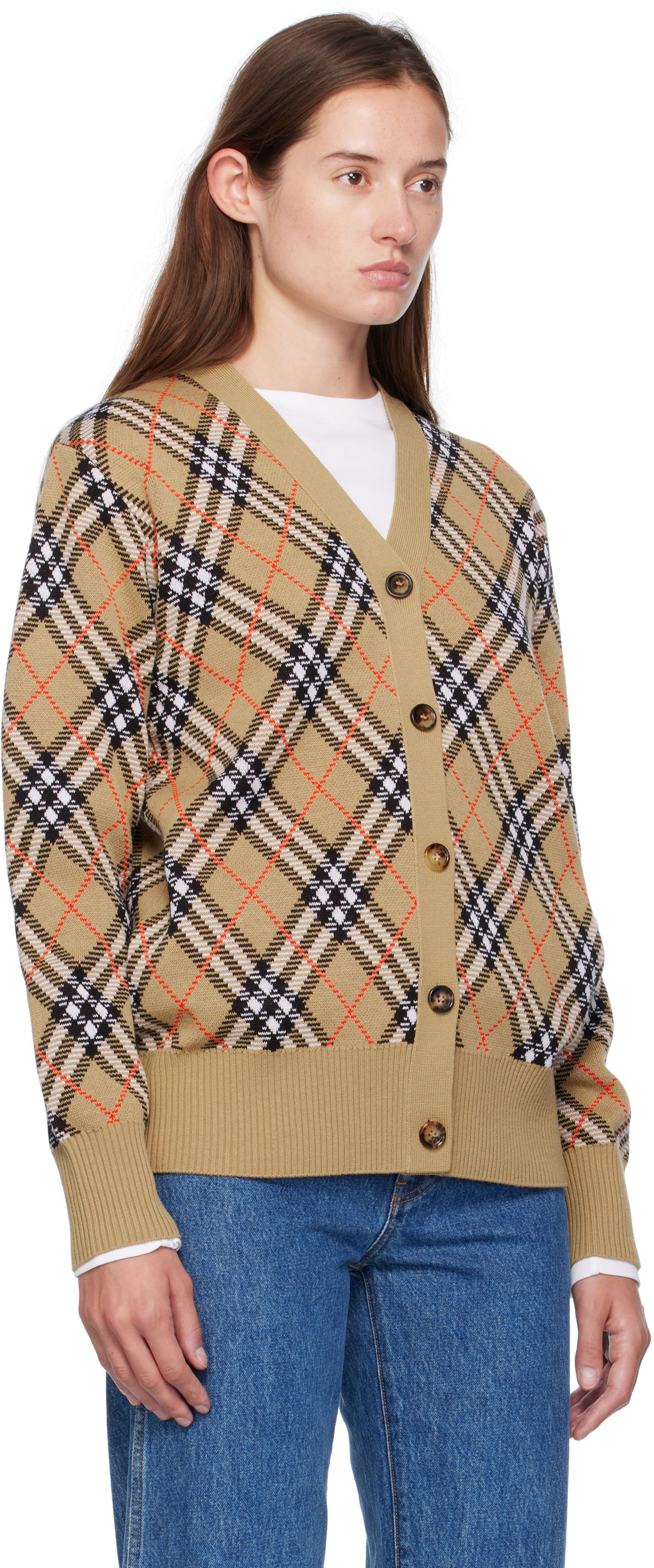 Sveter Burberry Burberry Check Cardigan Béžová | 8110579, 1