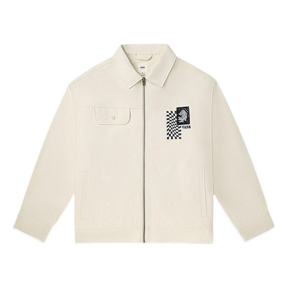 Bunda Vans Embroidered Lapel Zipper Long Sleeve Jacket Béžová | VN0A7Q193KS, 0