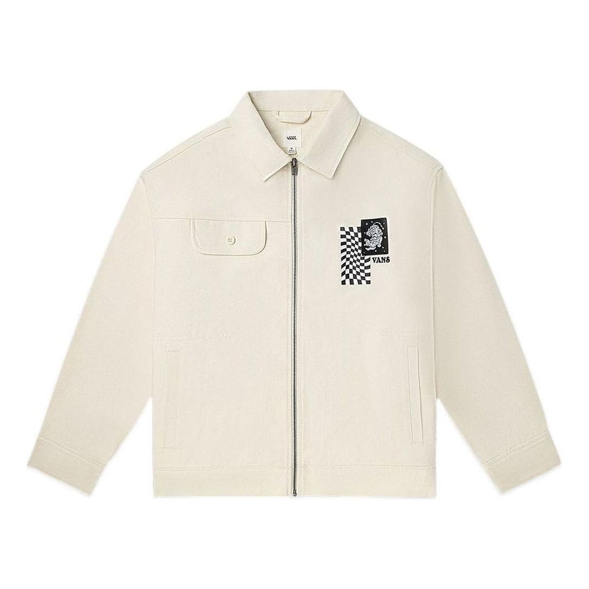 Bunda Vans Embroidered Lapel Zipper Long Sleeve Jacket Béžová | VN0A7Q193KS