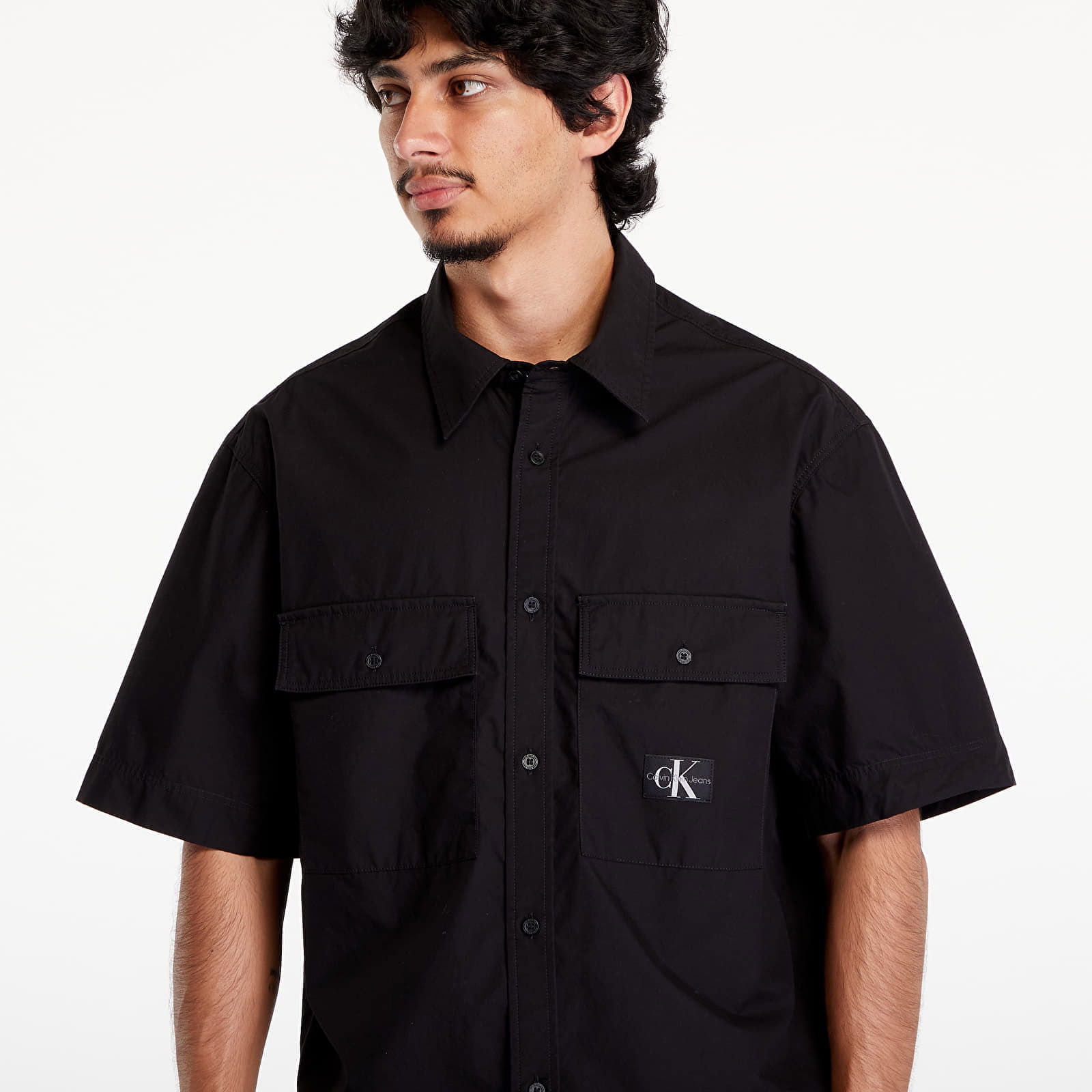 Cotton Poplin Utility Shirt Black