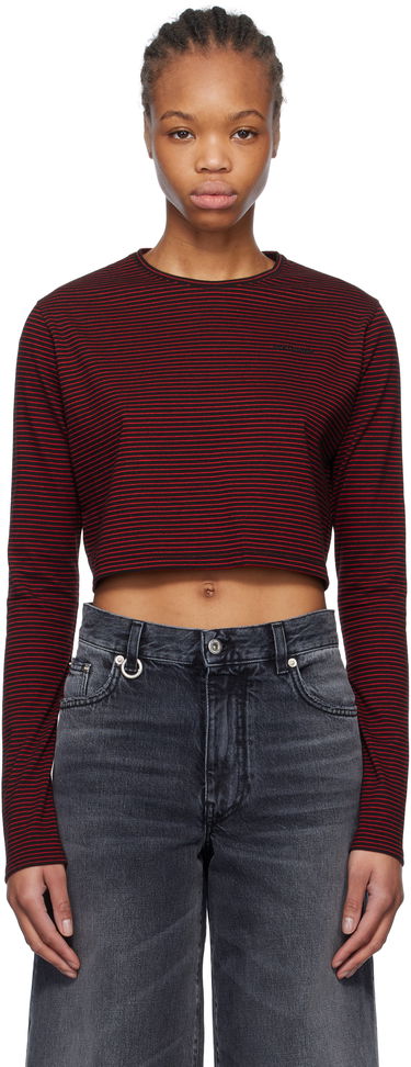 Crop Top We11done We11done Striped Cropped Longsleeve T-Shirt Červená | WD-TT0-25-716-W-BK, 0