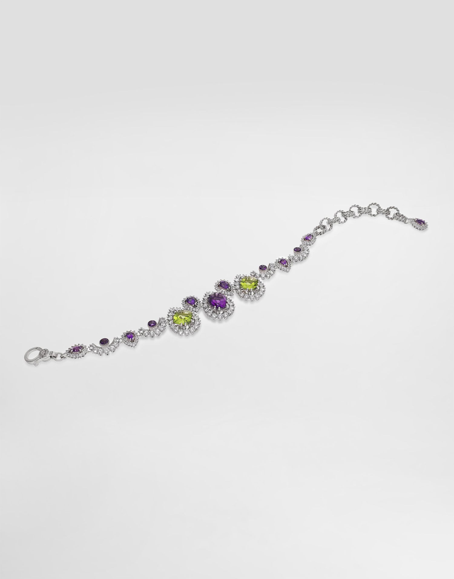 Náramok Dolce & Gabbana Dolce & Gabbana Eleganza 18K White Gold Bracelet with Amethysts, Peridots, and Sapphires Rôznofarebný | WBSA3GWAME180001, 0