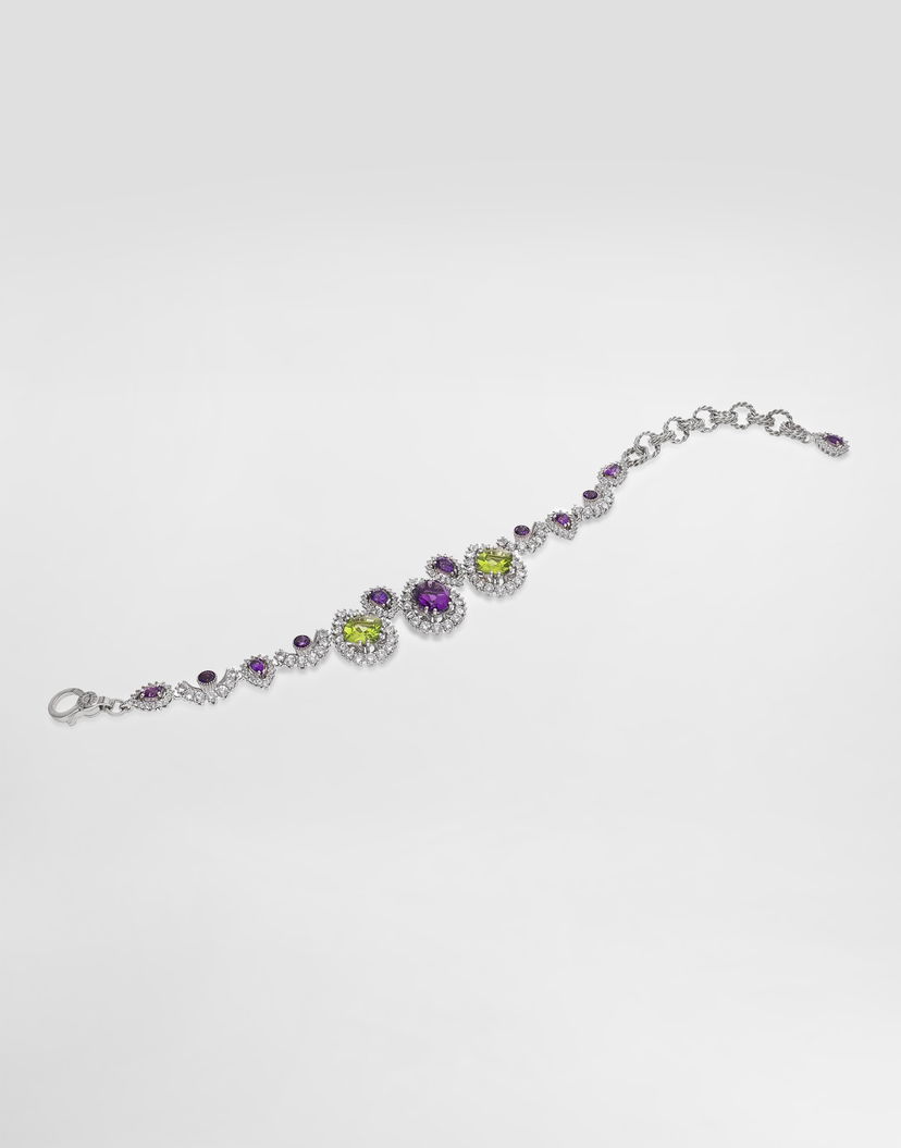 Náramok Dolce & Gabbana Dolce & Gabbana Eleganza 18K White Gold Bracelet with Amethysts, Peridots, and Sapphires Rôznofarebný | WBSA3GWAME180001