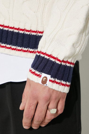 Sveter BAPE A Bathing Ape College Badges Knit Cardigan Biela | 1J80120051, 5