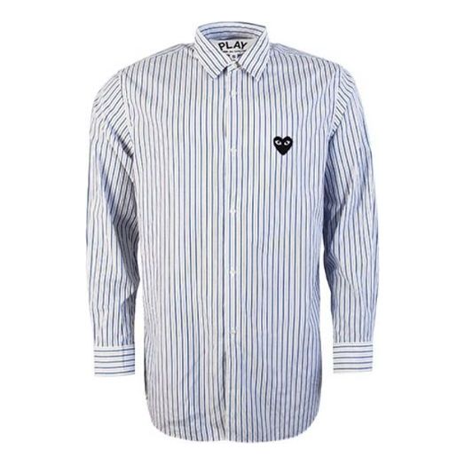 Košeľa Comme des Garçons COMME des GARÇONS PLAY Striped Shirt with Black Heart Emblem Modrá | AZ-B005-051-1