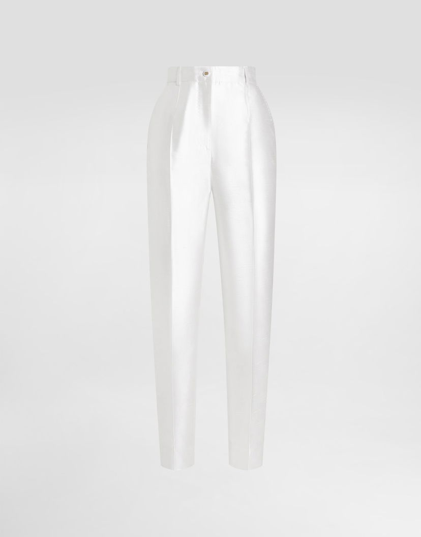 Nohavice Dolce & Gabbana Dolce & Gabbana Silk Trousers Biela | FTAM2TFU108W0001