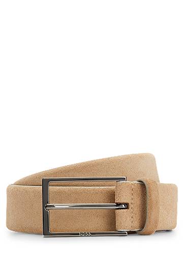 Opasok BOSS BOSS Suede Belt with Logo Béžová | 50470776, 0