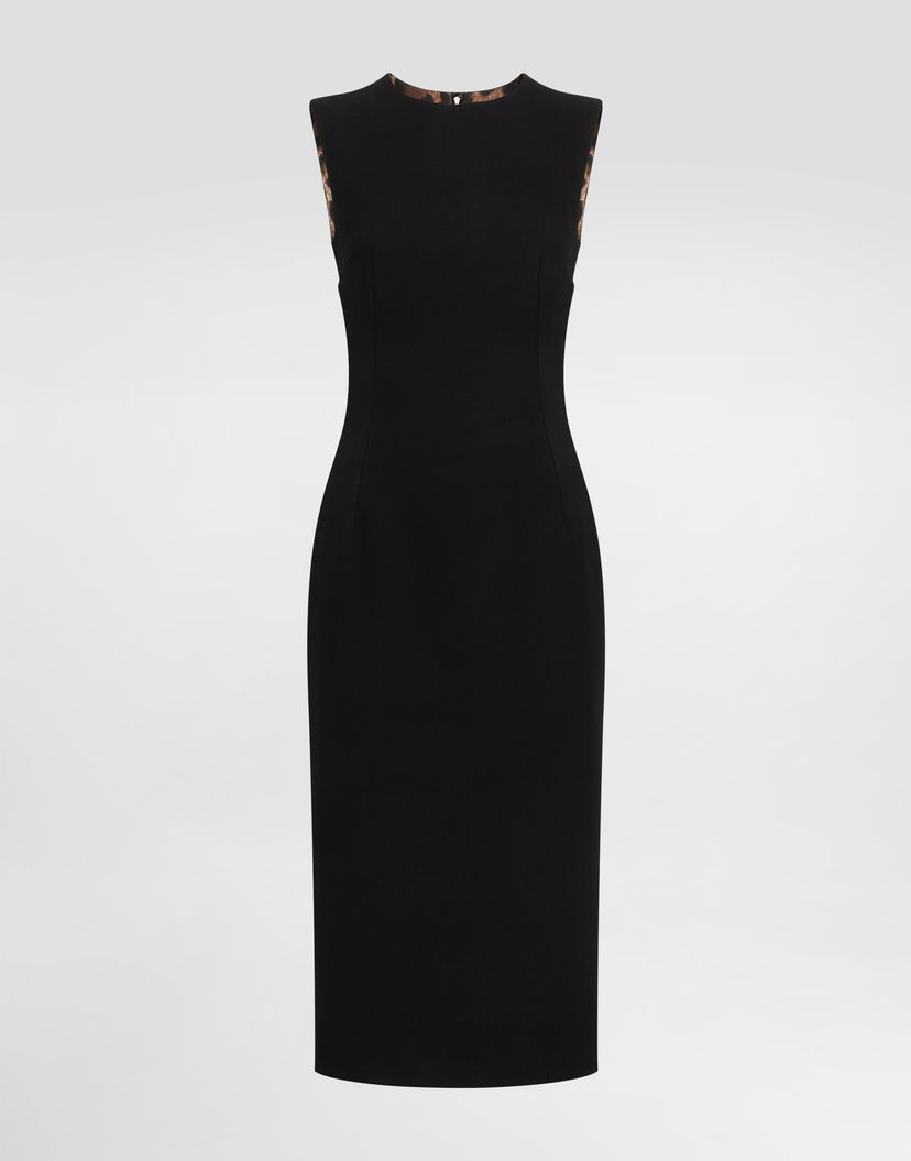 Šaty Dolce & Gabbana Dolce & Gabbana Wool Sleeveless Dress with Leopard Print Detail Čierna | F6GASTGDCSXN0000
