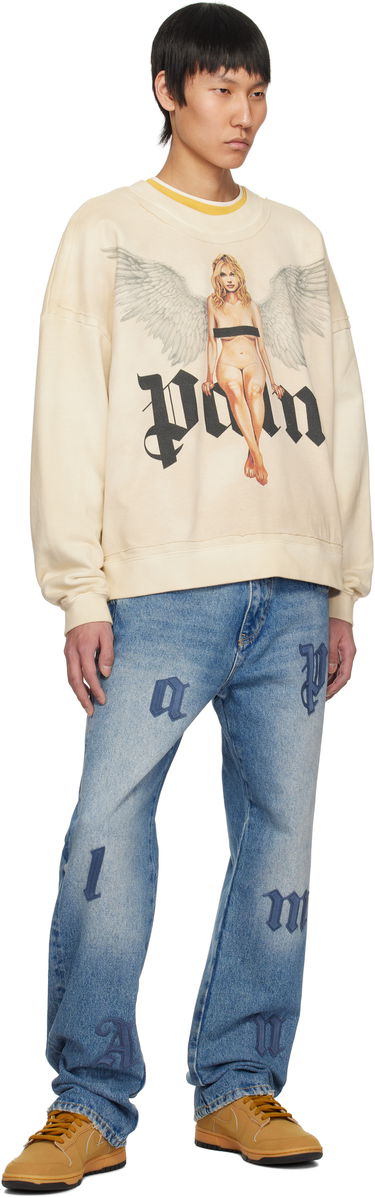 Mikina Palm Angels Palm Angels Pin Up Graphic Sweatshirt Béžová | PMBA080S25FLE0020B10, 3