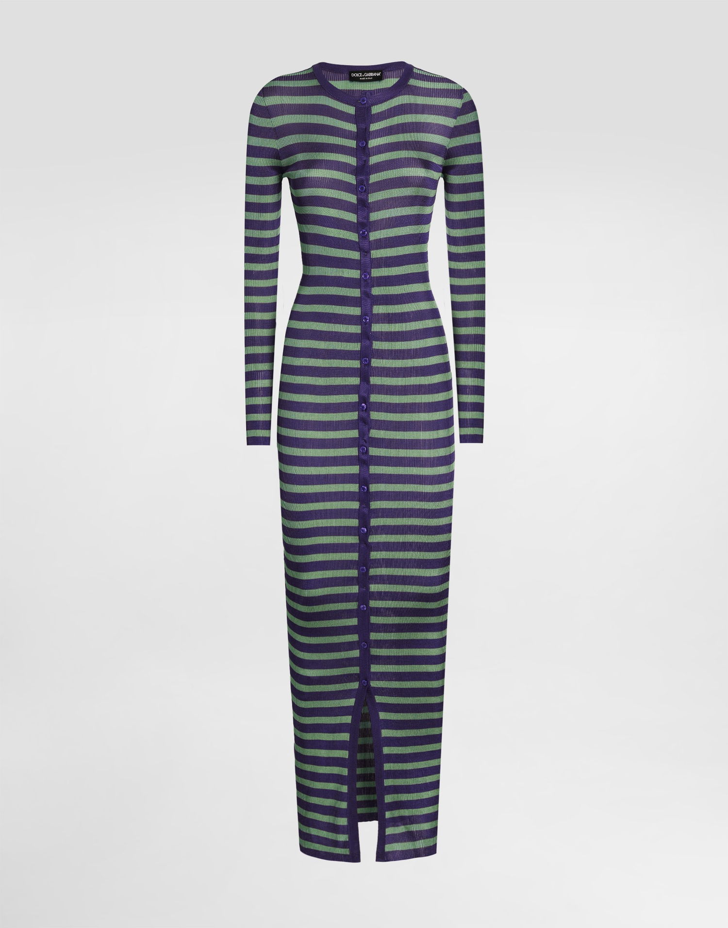 Šaty Dolce & Gabbana Dolce & Gabbana Striped Viscose Knit Cardigan Dress Fialová | FXVC8ZJAIRRV9644, 0