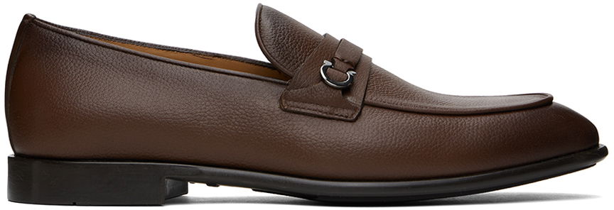 Tenisky a topánky FERRAGAMO Leather Loafers with Gancini Ornament Hnedá | 769191, 0