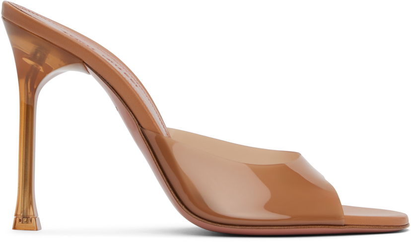 Oblečenie Amina Muaddi Amina Muaddi Alexa Glass Slipper 105 Heeled Sandals Hnedá | ALEXA GLASS SLIPPER PVC