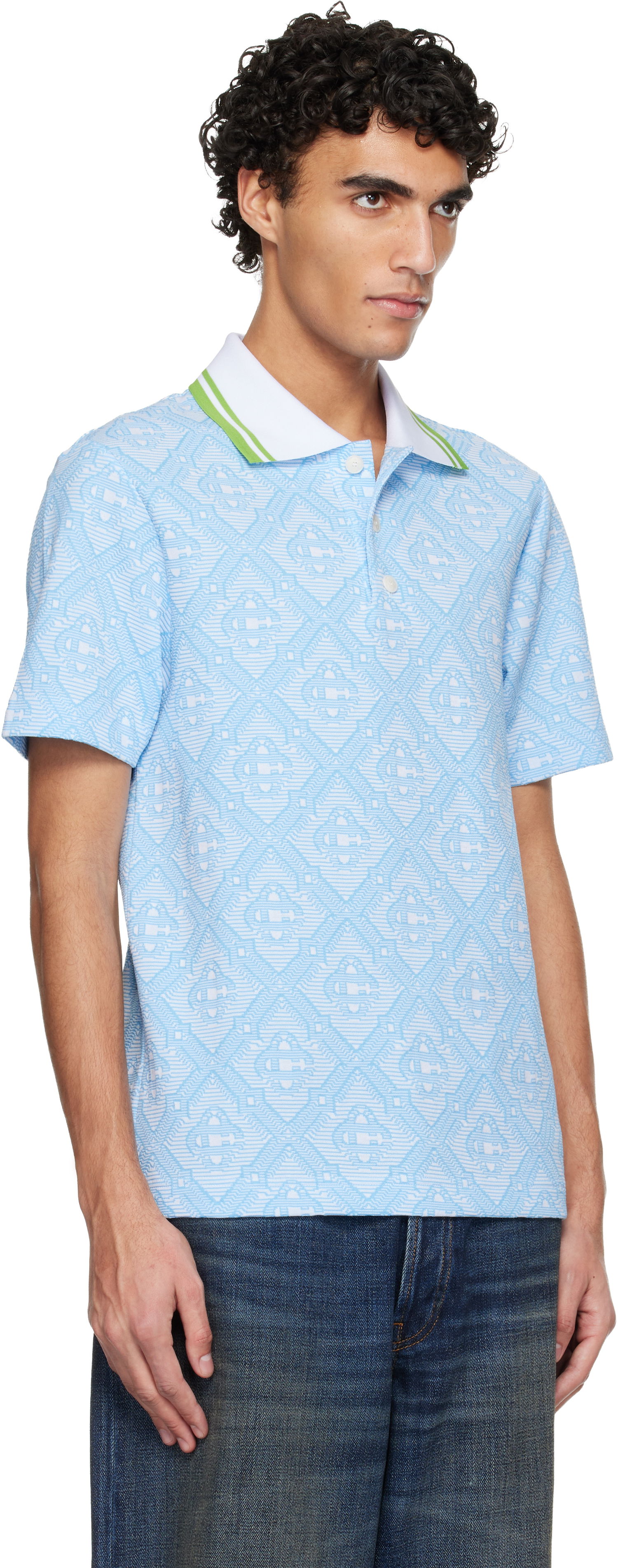 Polo tričko Casablanca Casablanca Jacquard Polo Modrá | M-SP26-JTP-466-01, 1