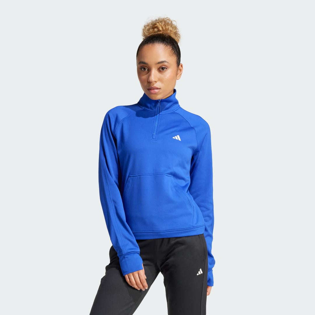 Sveter adidas Performance Quarter-Zip Fleece Training Top Modrá | IX5063, 0