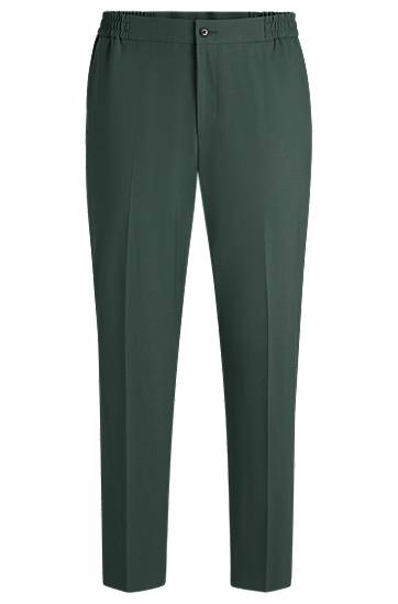 Nohavice BOSS Slim-Fit Wool-Blend Poplin Trousers Zelené | 50530110, 0