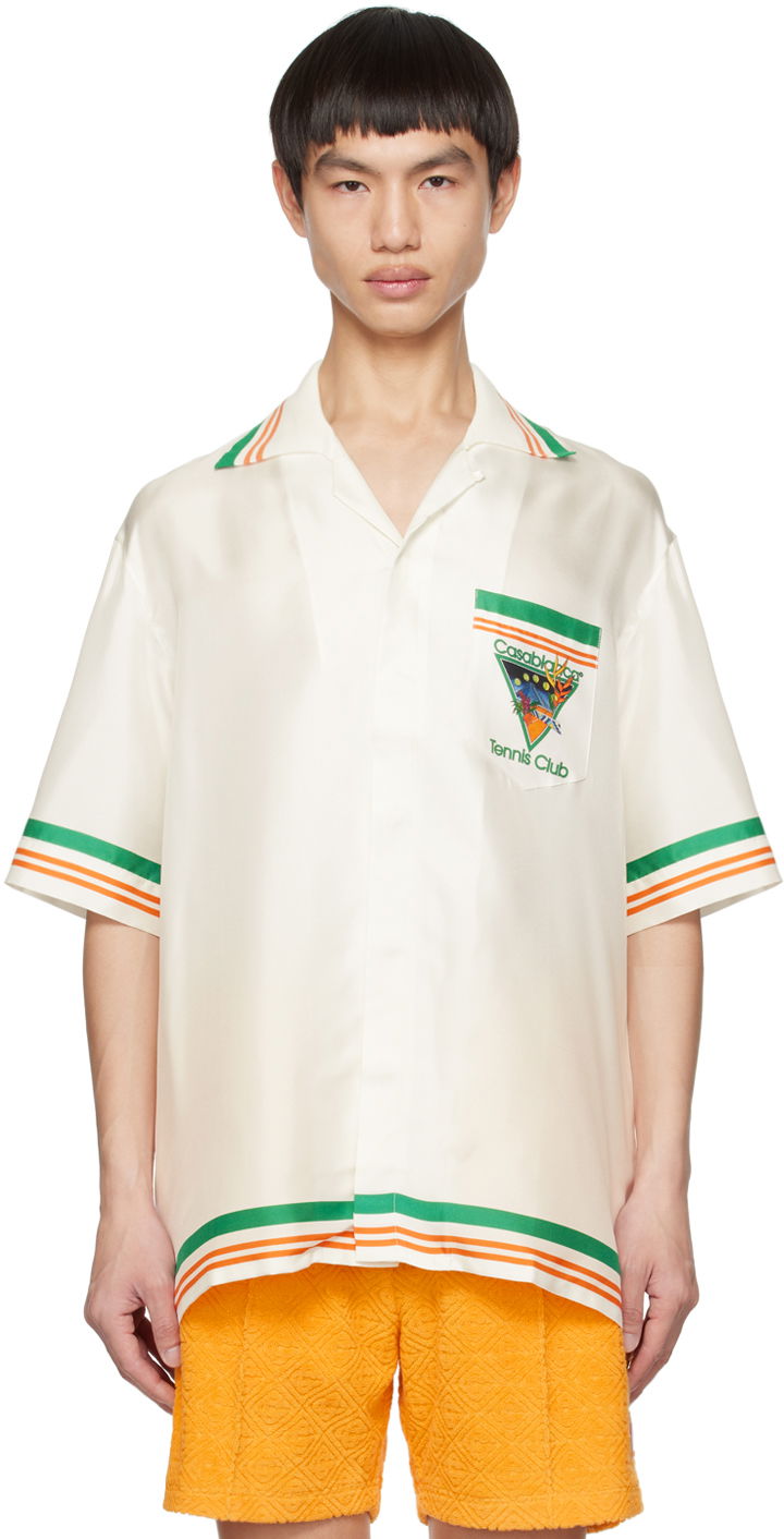 Košeľa Casablanca Tennis Club Icon Shirt Biela | MS23-SH-014-03 SILK TWILL TENNIS, 0