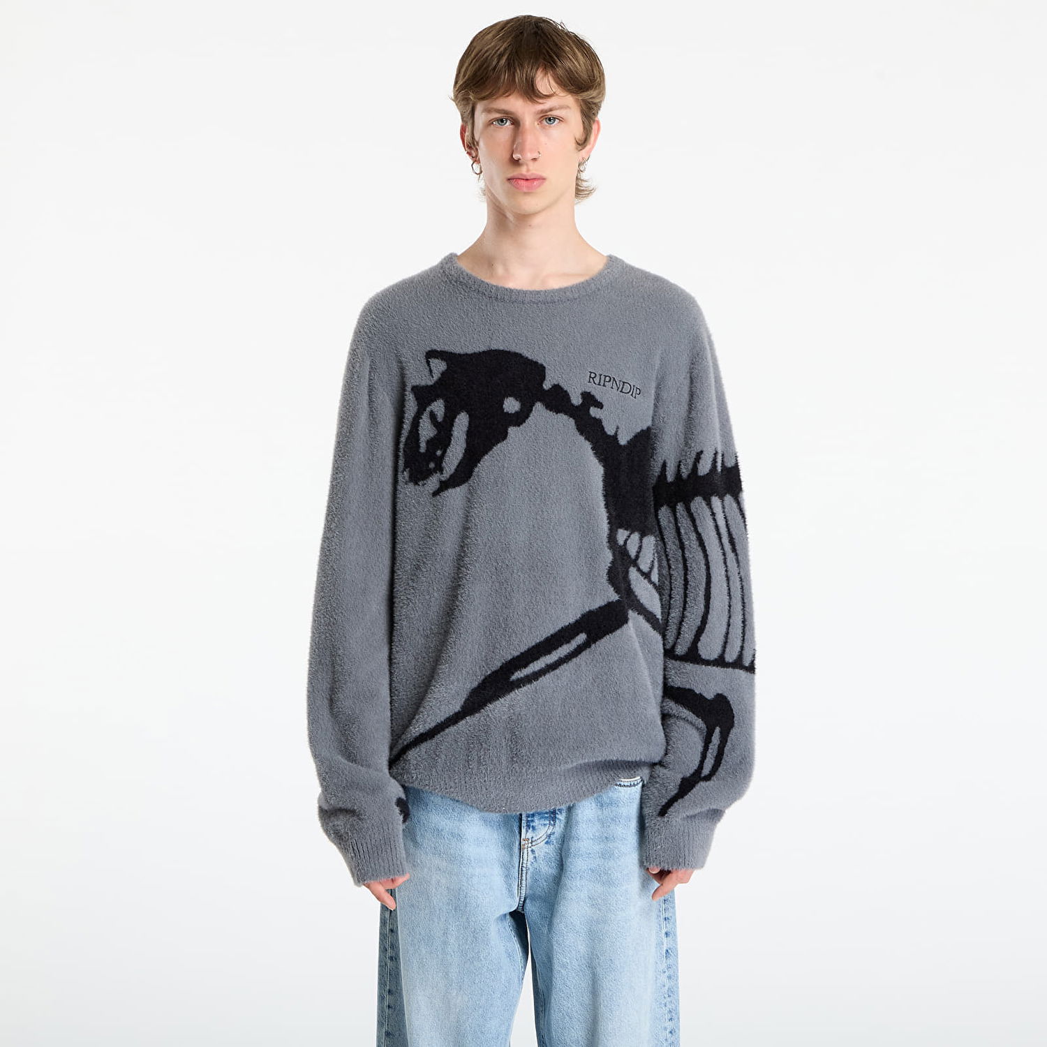 Sveter RIPNDIP RIPNDIP Fossil Mohair Knit Sweater Šedá | RNDFALL25102, 0