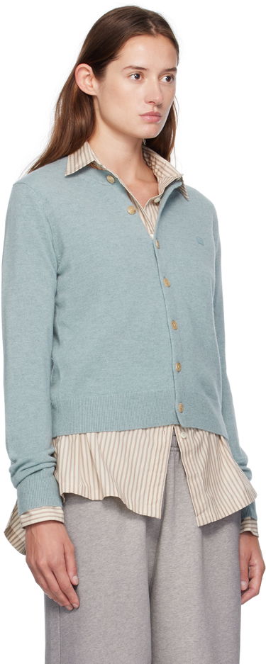 Sveter Acne Studios Fitted Yak Wool Cardigan Navy | A60634-, 4