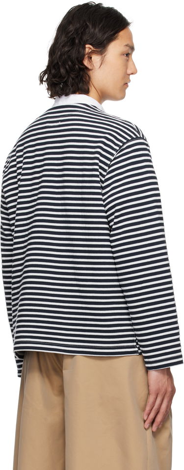 Sveter Engineered Garments Engineered Garments PC Stripe Jersey Knit Cardigan Navy | 25S1B030, 2