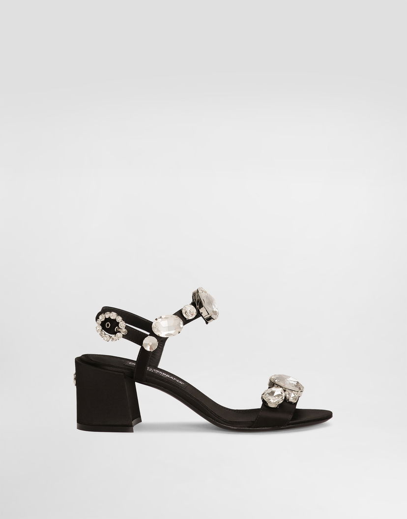 Tenisky a topánky Dolce & Gabbana Satin Sandals With Gemstone Embellishment Čierna | CR1801A9T438S488