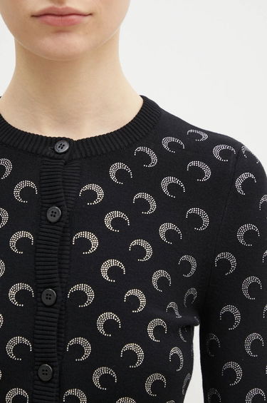 Sveter Marine Serre Rhinestoned Knit Fitted Cardigan Čierna | WTK011A-BK99, 3
