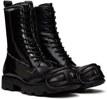 Tenisky a topánky Diesel D-Hammer Bt D Lace-Up High-Top Boots with Shiny Finish and Rubber Toe Čierna | Y03228-P8435-H1532, 3