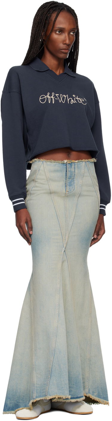 Sveter Off-White Embroidered Script Polo Sweater Navy | OWBA07BF25FLE0024C19, 3