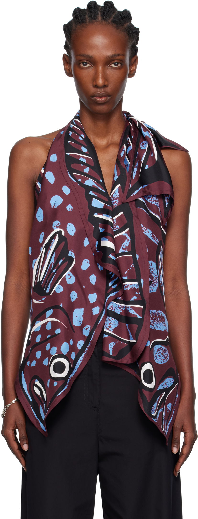 Tielko Bottega Veneta Bottega Veneta Silk Twill Printed Halter Top Vínová | 833135 V5JY0