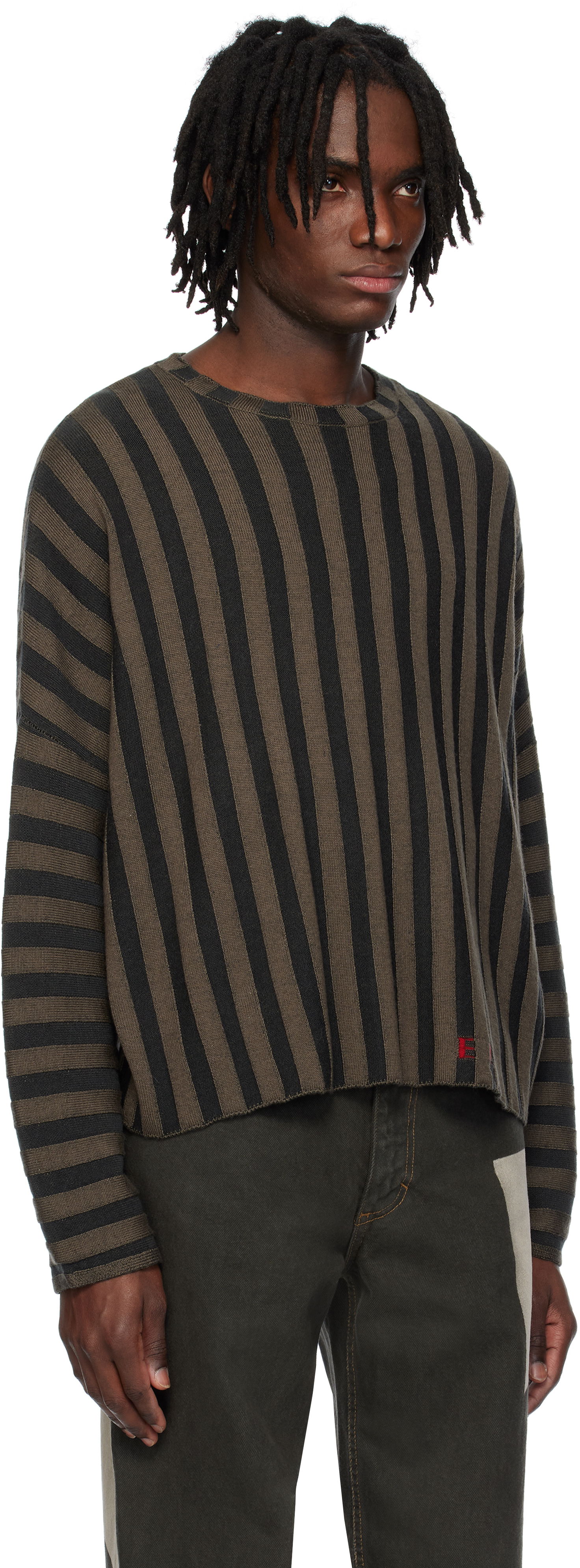Sveter Eckhaus Latta Eckhaus Latta Striped Knit Sweater Hnedá | 8026-EL-PS25-B - BOG, 1