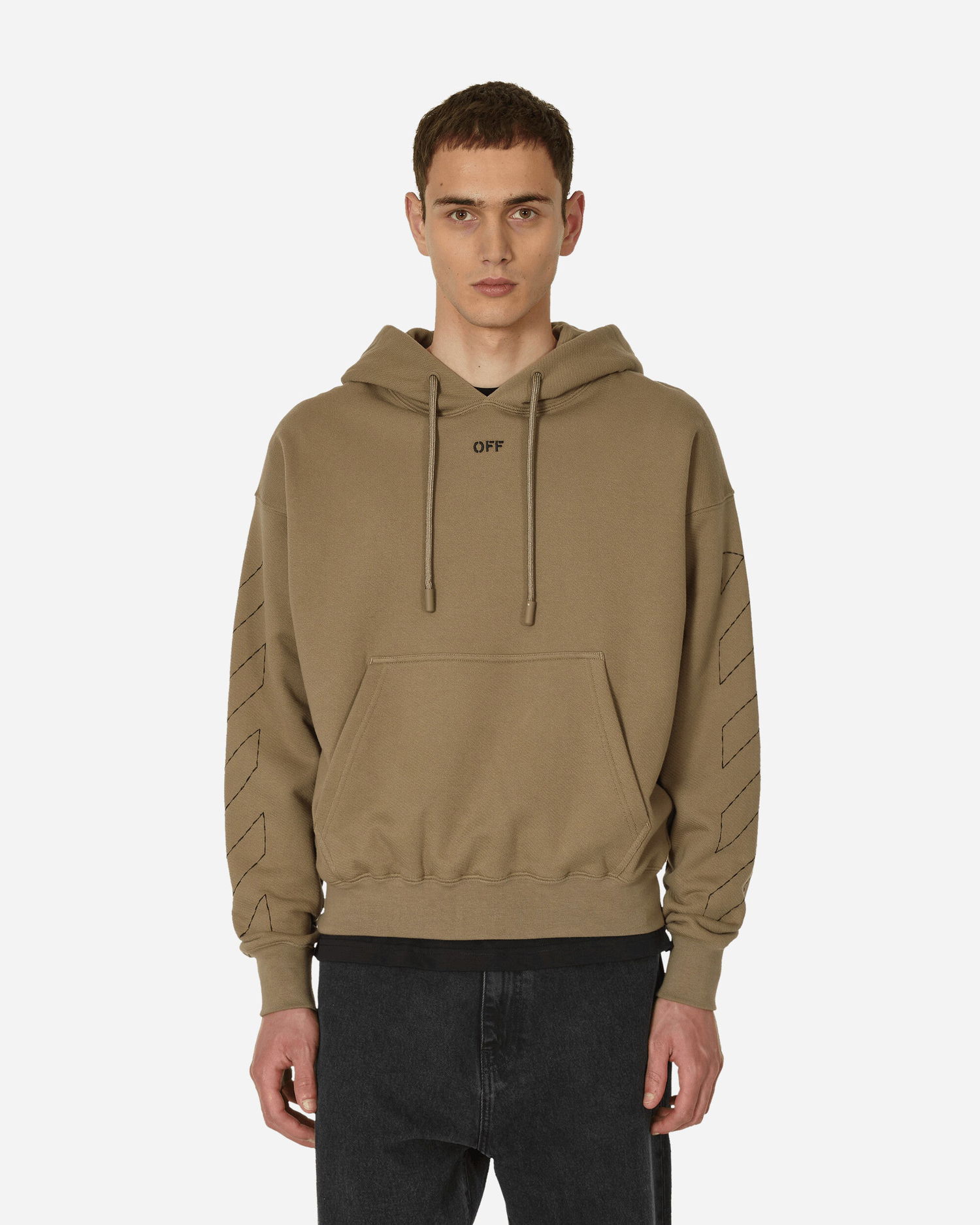 Mikina Off-White Stitch Hoodie Béžová | OMBB085F23FLE0196110, 1
