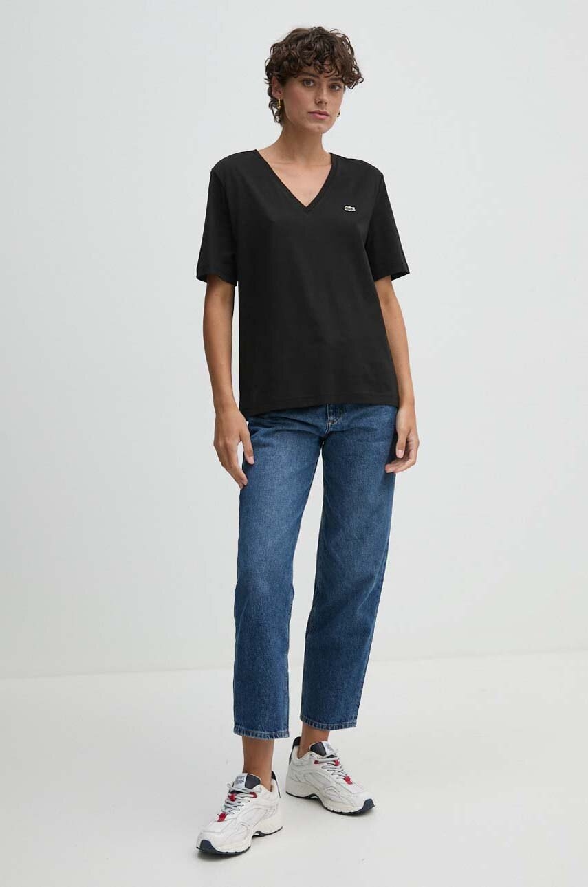 Tričko Lacoste Lacoste V-Neck T-Shirt Čierna | TF7300, 1