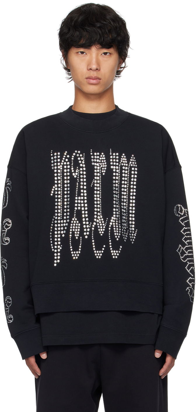 Mikina Palm Angels Black Gothic Logo Studded Sweatshirt Čierna | PMBA026F24FLE0031072, 0