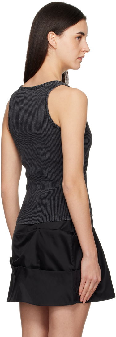Tielko GANNI Washed Ribbed Tank Top Čierna | T4225, 2