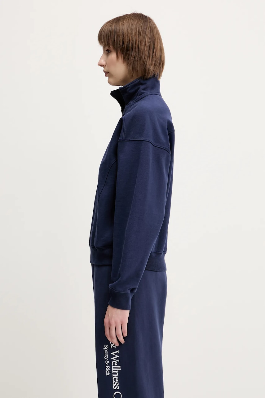 Mikina Sporty & Rich Sporty & Rich H&W Crest Embroidered Quarter Zip Sweatshirt Navy | ST073612241BL106, 1