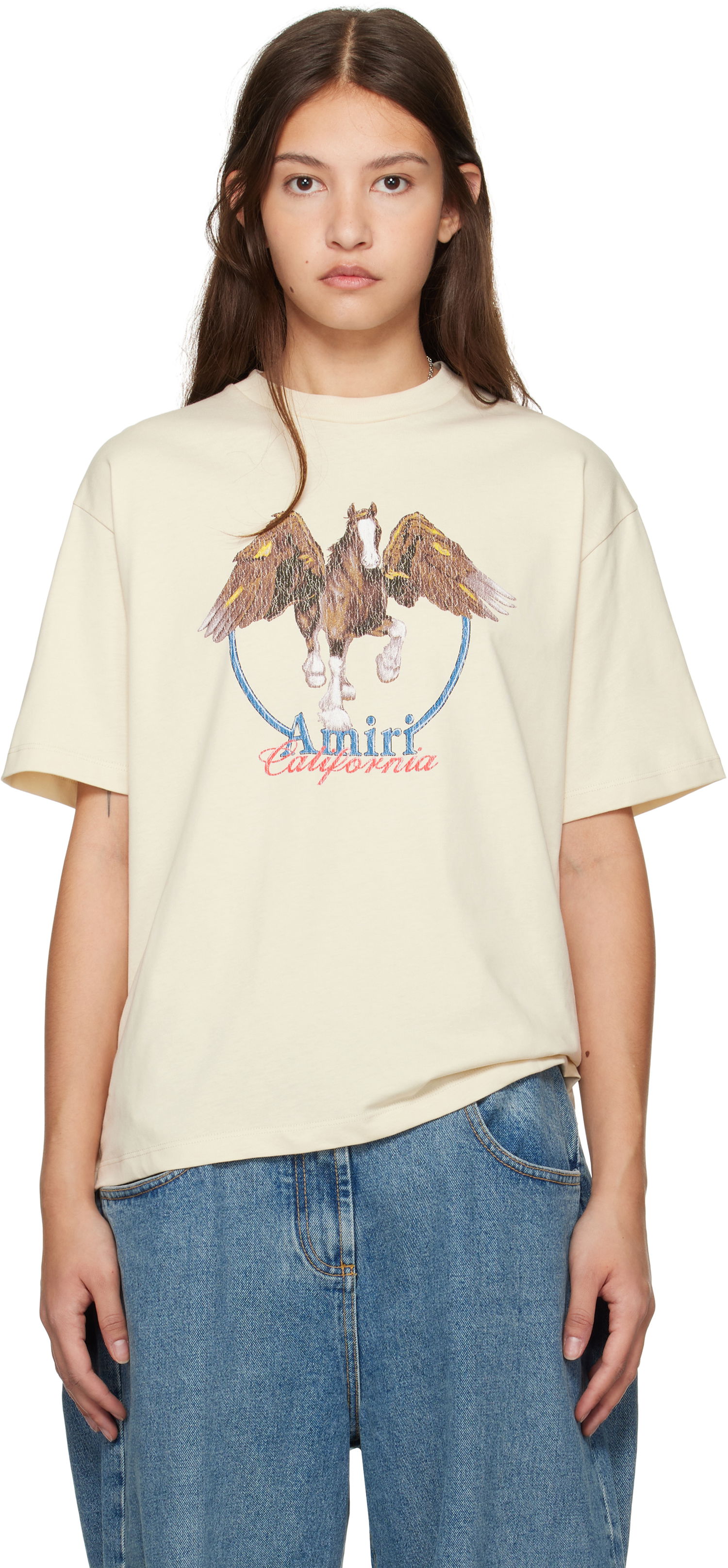 Tričko AMIRI Pegasus Oversized T-Shirt Béžová | AWJYTE1044, 0